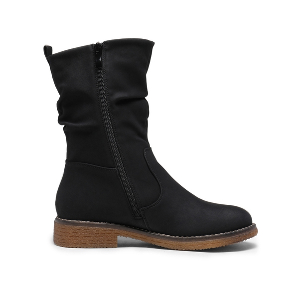 Winter Chunky Mid Calf Boots - BLACK PU - 2